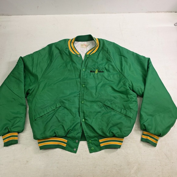 Vintage 80s King Louie‎ Mister Twister Fishing Lure Satin Jacket Men's XL Rare!
